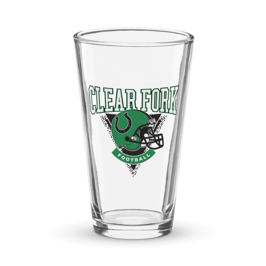 Clear Fork Helmet Triangle Pint Glass